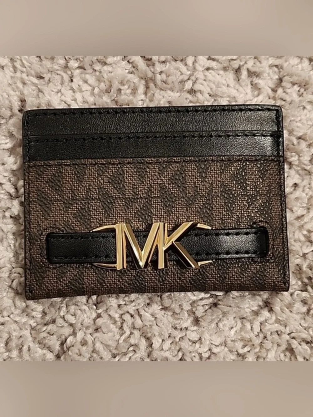 Michael Kors Black and Brown Signature Card Holder